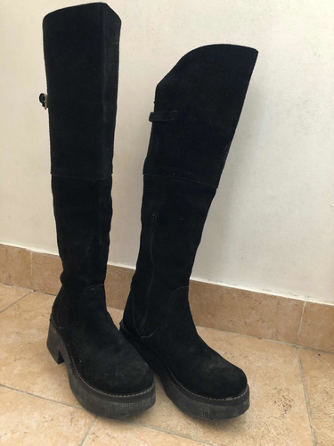 Botas Bucaneras De Gamuza Y Plataforma. Mujer. T 37