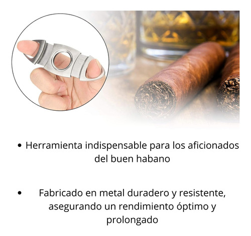 Corta Puros Habano Cigarros - Doble Hoja Metálica Metal