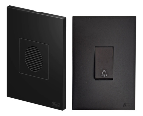 Kit Campainha Residencial  Com Fio Cigarra Recta Satin Black