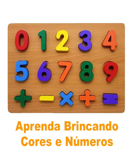 Tabuleiro Cores Números Madeira Aprenda Brincando Didático