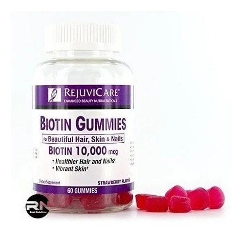 Rejuvicare Gummies Biotina Gomas 60 Pzas 10000 Mcg Hair Skin