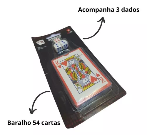 Kit Baralho Com 54 Cartas + 3 Dados Para Jogos - Compre Agora - Feira da  Madrugada SP