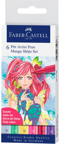 Marcador Pitt Artistpen Manga Shojo Faber-castell X6 Colores