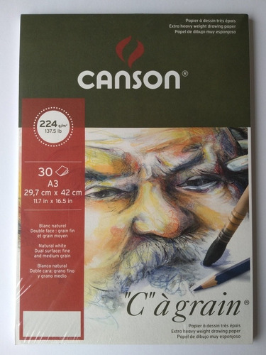 Cartulina Canson A3 De 224 G.  Block X 30hojas | Sketch Book