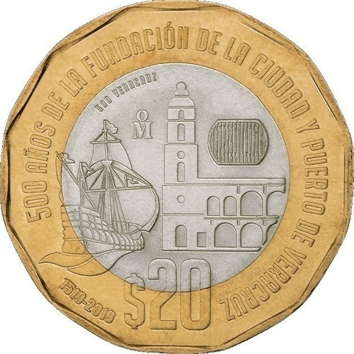 Imagen 1 de 3 de Lote De 3 Monedas 20 Pesos 500 Años Fundacion De Veracruz