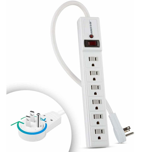 Maximm Power Strip Surge Protector (540 Joules), 6 Ac Outlet