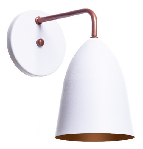 Arandela Interno Retro Bala P Alumínio Decorações Estrutura Branco Com Cobre
