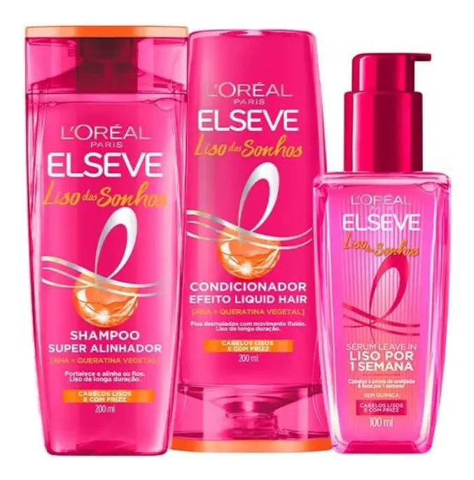 L'Oréal Paris Elseve Liso dos Sonhos Kit Shampoo, Condicionador e Sérum