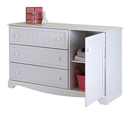 South Shore Savannah Dresser De 3 Gavetas Con Puerta, Blanco