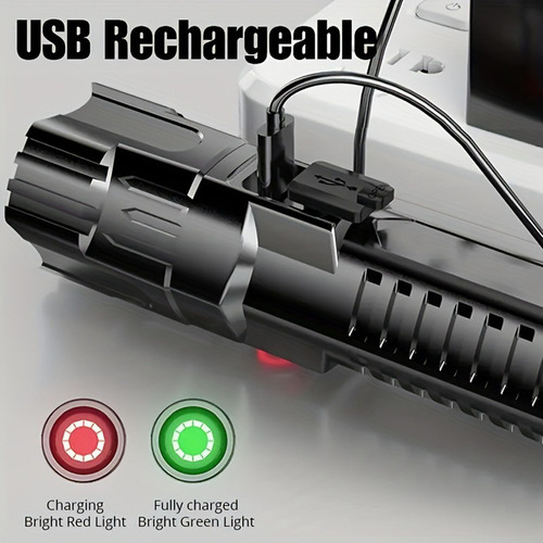 Linterna De Luz Fuerte Recargable Usb Portátil En U 4008