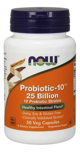 Probiótico - Now Foods - 25 Bilhões Flora Intestino 50 Caps