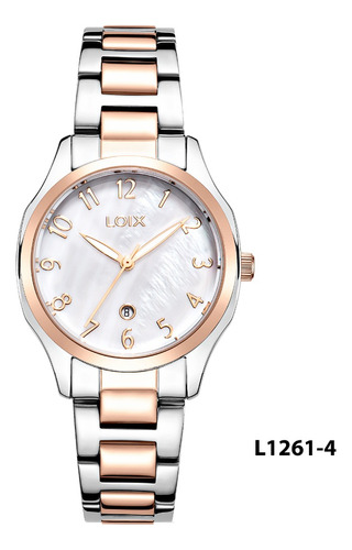 Reloj Mujer Loix® L1261-4 Oro Rosa Con Tablero Blanco