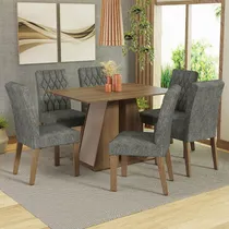 Comprar Juego De Comedor Fabiana Con 6 Sillas Marrón\u002Fcrema\u002Fplata
