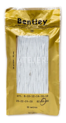 Imagen 5 de 8 de Elástico Redondo Bentley Art 84 De 2mm X 50 Metros Blanco