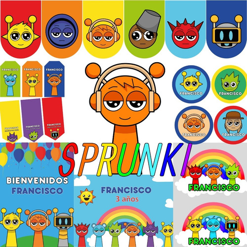 Kit Imprimible Personalizado Cumpleaños Sprunki Invitación