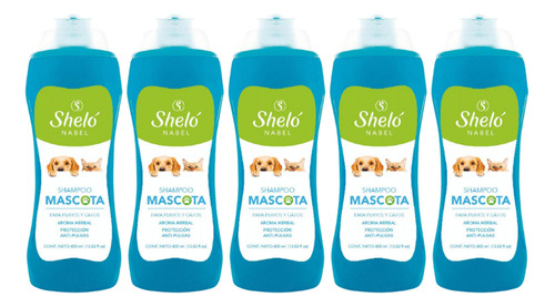 5 Pack Shampoo Para Mascotas Shelo