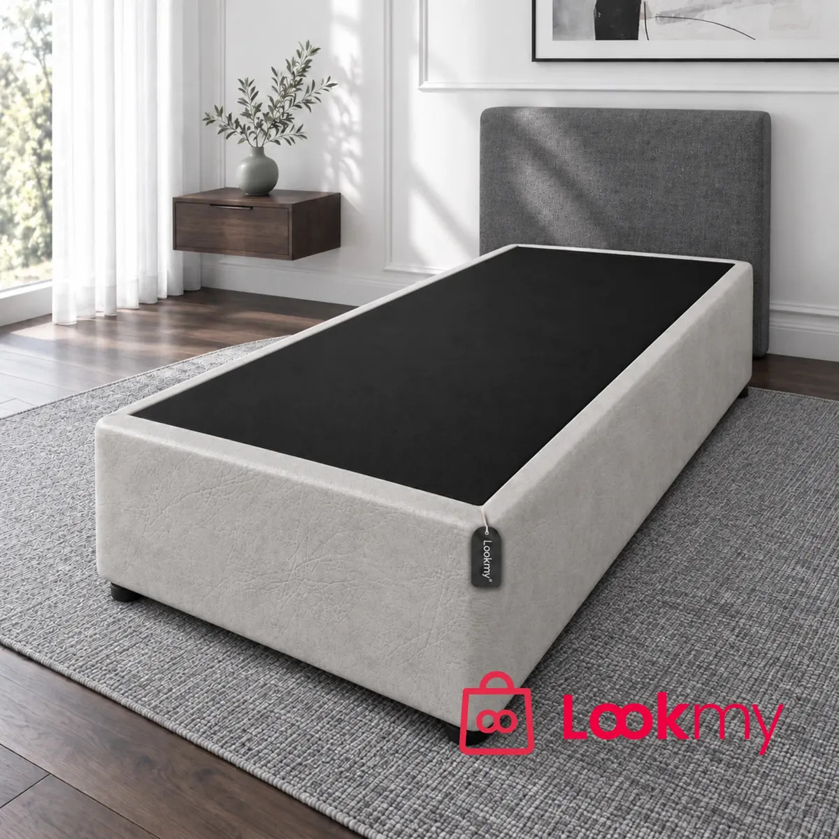 Cubre Sommier Ecocuero Lookmy Essential Gris Liso 190x80x29cm | Funda Somier 3 Lados 1 Plaza 80x190