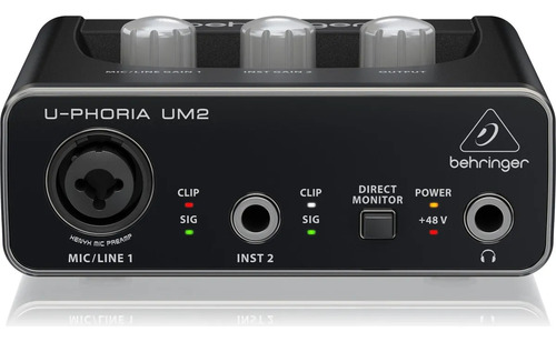 Behringer Um2 Placa De Sonido Usb 2 Canales Home Studio Negro (Usado)