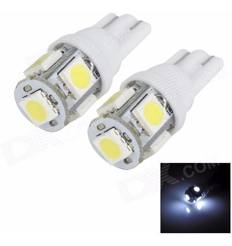 Bombillo Led Muelita T10 Luz Blanca 5 Led Alto Brillo 4und