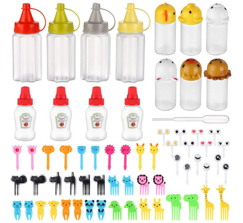 14 Pcs Mini Condiment Squeeze Botellas Con 1 Botella K7k6l