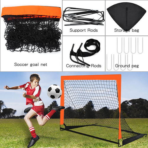 Rede De Futebol Gol Dobrável Duplo P/ Infantil Portátil Cor Preto