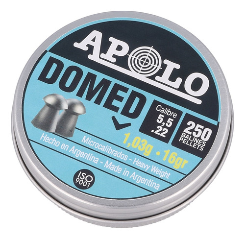 Diabolo Apolo Domed .22 5.5mm 17 Grains Premium Lata C/250