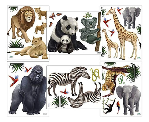 Createamural Safari Animal Calcomanias De Pared 30 Animales