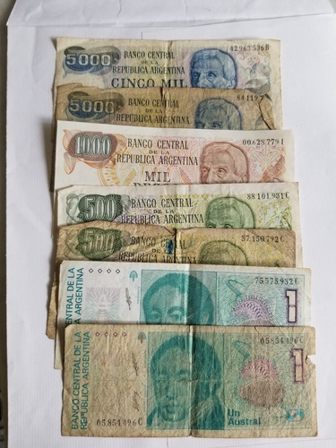 Lote De 7 Billetes Antiguos Argentinos