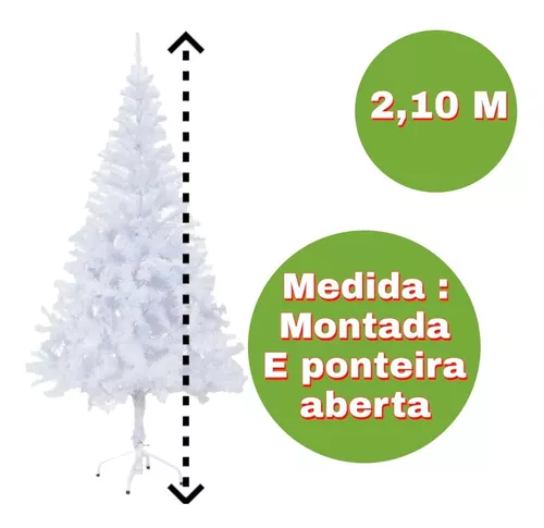 Árvore De Natal Branca 2,1m 600g +piscaled + | ALFA  PRESENTES