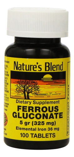 Nature's Blend Tabletas De Gluconato Ferroso, 100 Unidades