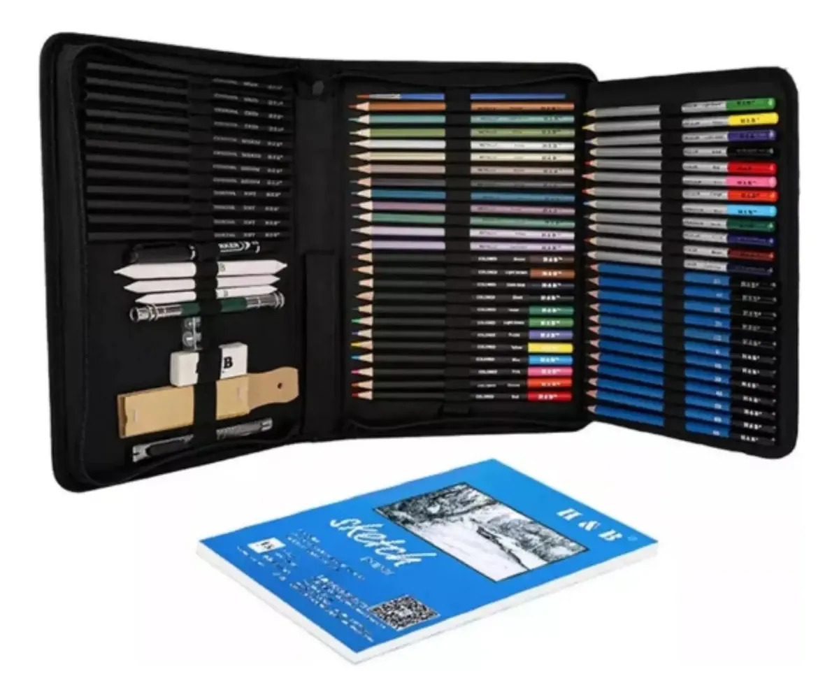 Kit 71 Lápis Desenho Profissional Carvao Esboço Sombreado