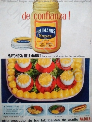 Antigua Publicidad Clipping Mayonesa Hellmann´s Mazola 1964