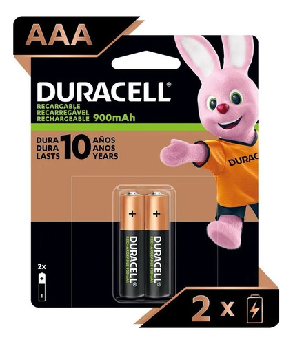 Pilha Recarregável Aaa Pequena Duracell Com 2 Unidades