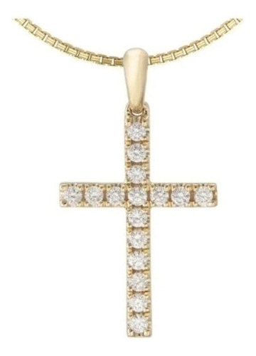 Collar Cruz Oro Amarillo 18k Diamantes Brillantes - Comunión