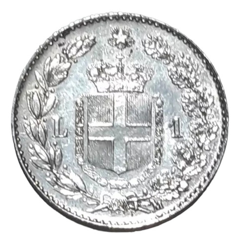 Moneda 1 Lira Italia 1887 Plata