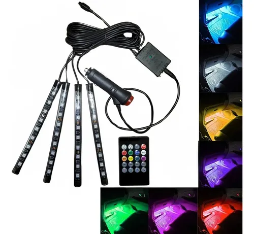 Kit Iluminação Led Automotivo Neon RGB Tuning Controle 12v