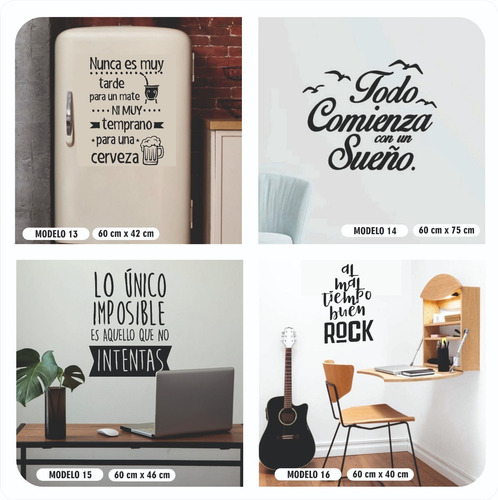 Imagen 1 de 10 de Vinilo Decorativo Frases Para Pared Adhesivos Varios Modelos