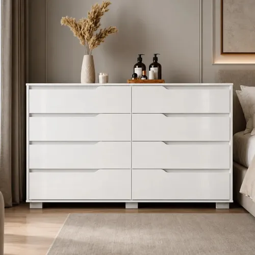 Inova Magazine Cômoda Gaveteiro Georgia 8 Gavetas Branco Ampla Modern
