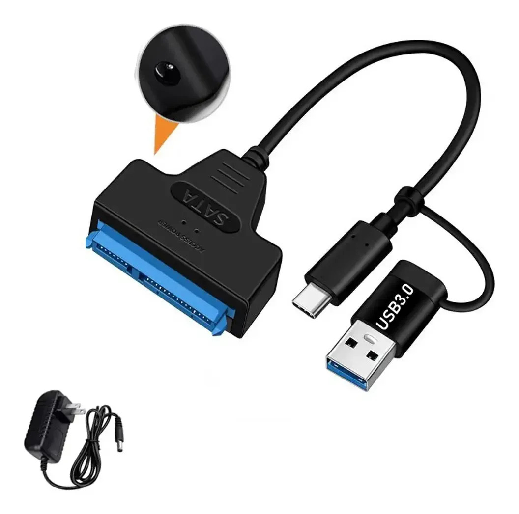 Cable Adaptador Usb 3.0 A Sata 3.5 Lector de Discos Duros SSD Para Discos Duros Tipo C Wowssyo