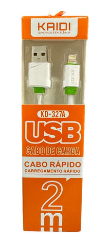 Kit 2 Cabo Carregador Kaidi 2 Metros Para iPhone 6 7 8 Xs 11