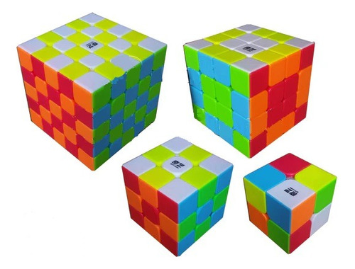 Pack Cubos Rubik Qiyi 2x2-5x5 Paquete Speedcube + Lubricante