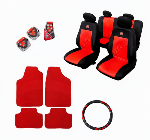 Kit Vermelho Capa Banco Carro Couro Fiat Palio 2001-2008 