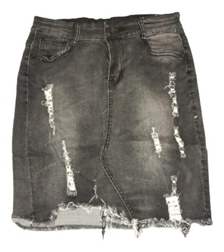 Falda De Mujer Corta Mezclilla Strech Corte Skinny