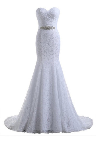 Vestido De Noiva Sereia Renda Francês!cinto E Frete Gratis