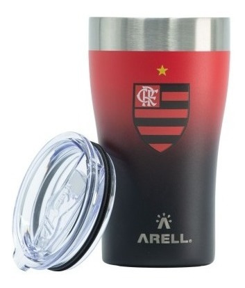 Copo Térmico Arell Com Tampa 500ml Oficial Do Flamengo Logo