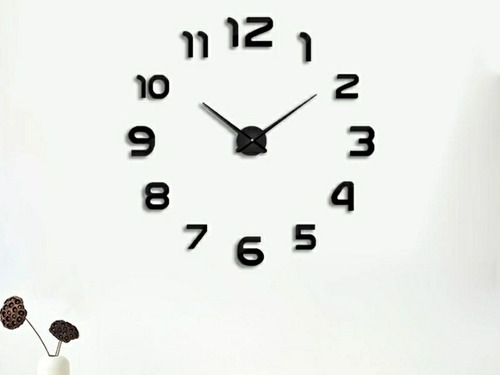 Reloj De Pared 3d Tamaño 100 X 100 Cm Color Negro
