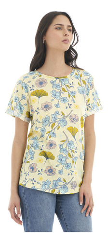 Polera Mujer Haka Honu Flora Amarillo