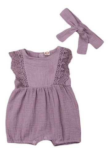 Vestido Bebé Niña Romper Jumpsuit Con Moñito Ropa Mameluco