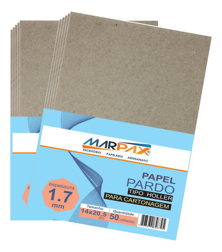 Papel Para Cartonagem Pardo Tipo Holler 1,7mm 14x20,5cm 50un