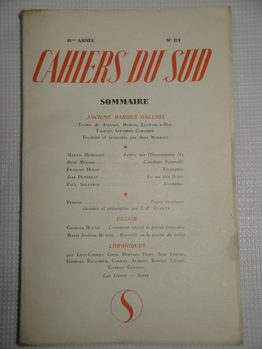 Cahiers Du Sud - Tomo 37 - 1953 - Nº 319